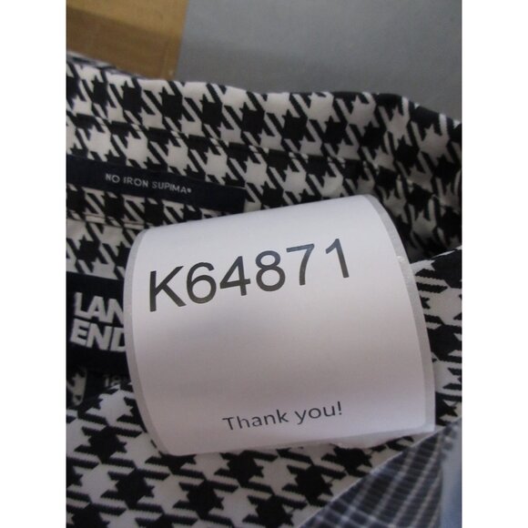 Lands End Top 18W Plus Shirt Patchwork Houndstooth Plaid No Iron - Picture 11 of 11